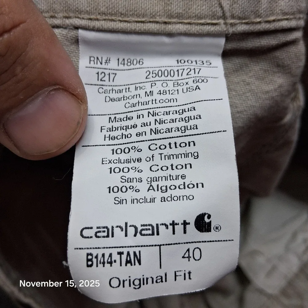 VTG Carhartt B144 Tan Carpenter Shorts Original Fit Size‎ 40 Y2K Khaki